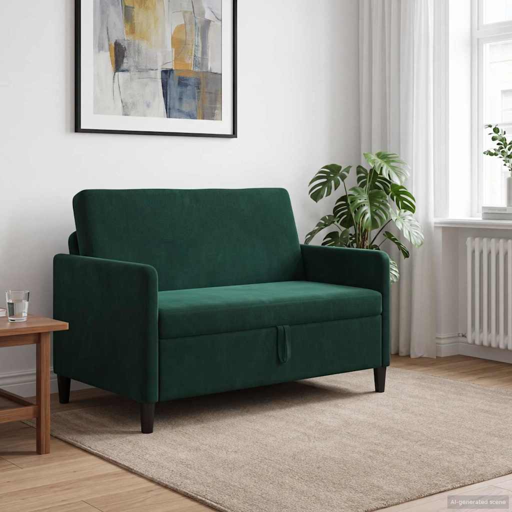 Tárolós Kanapé Sötétzöld 122 x 78 x 87 cm Poliészter