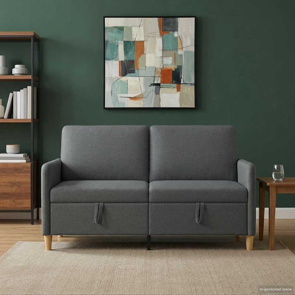 Tárolós Kanapé Sötétszürke 152 x 78 x 87 cm Poliészter