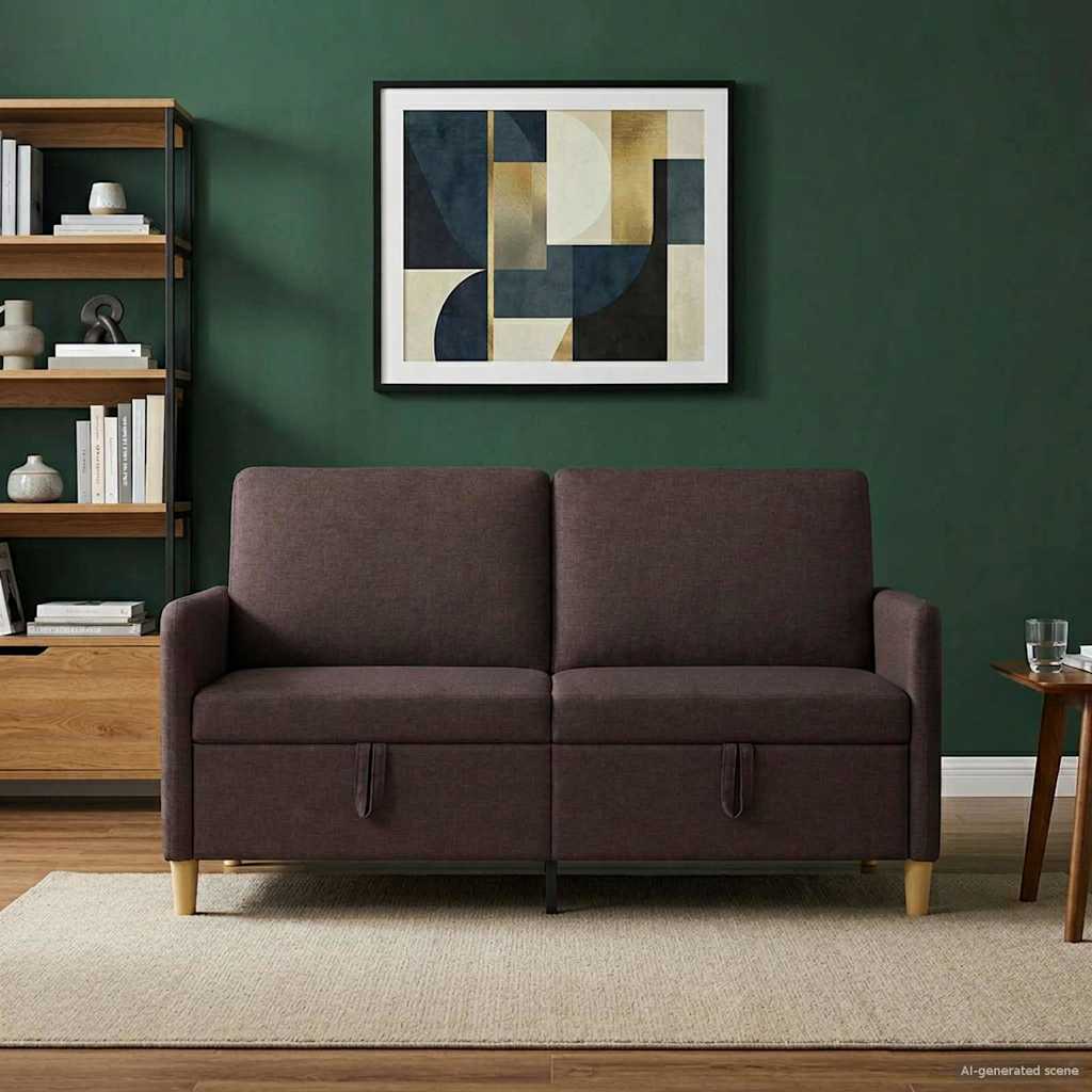Tárolós Kanapé Sötét Barna 152 x 78 x 87 cm Poliészter