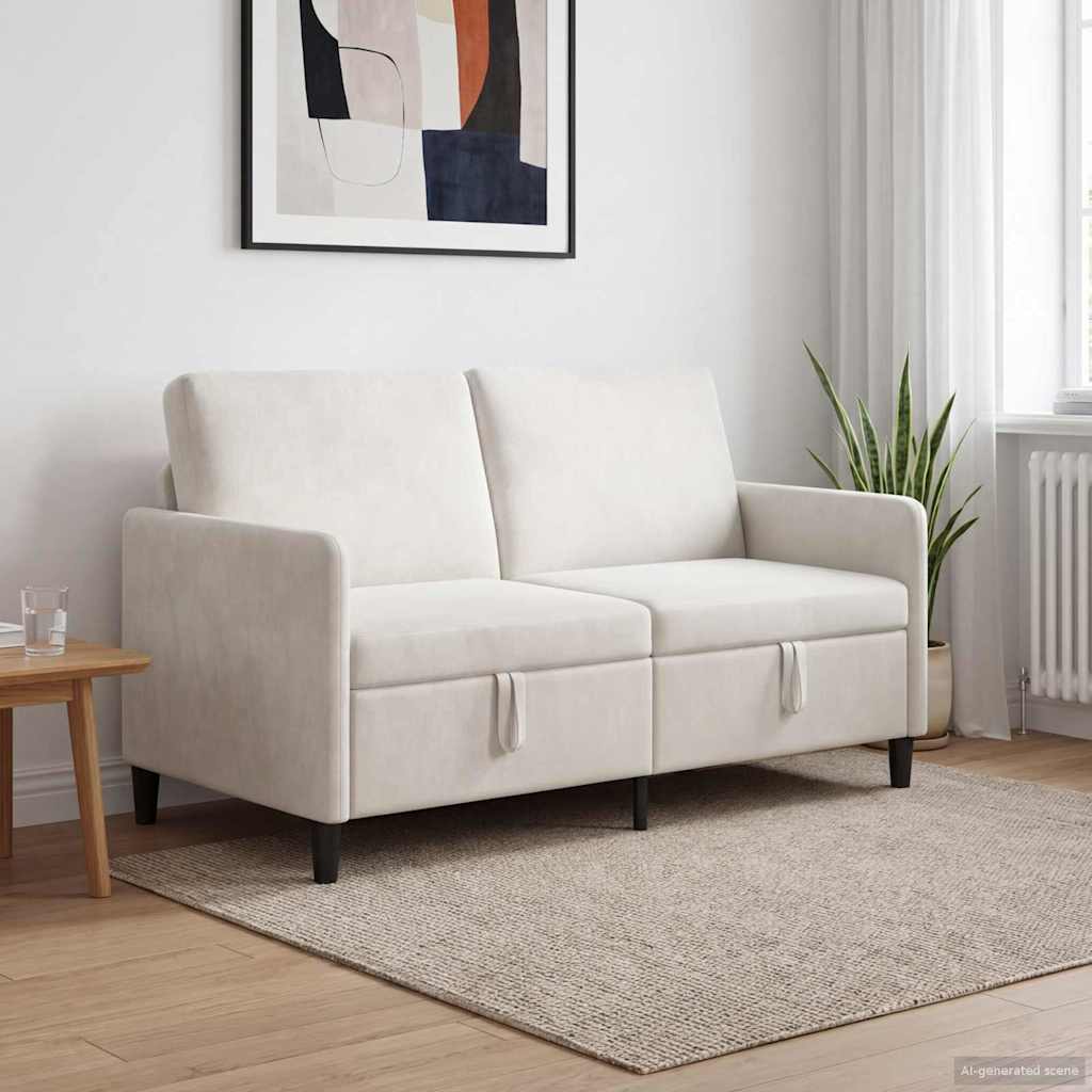 Tárolós Kanapé Krémszínű 152 x 78 x 87 cm Poliészter