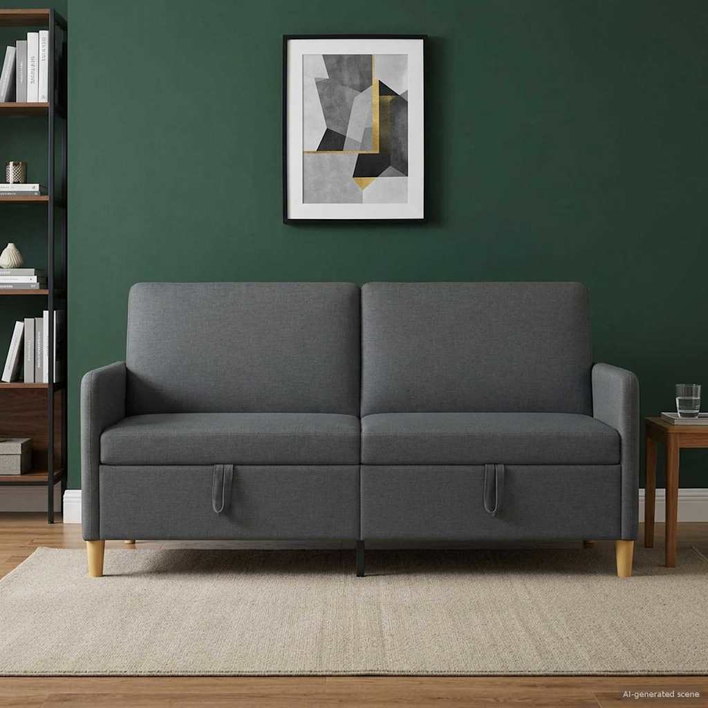 Tárolós Kanapé Sötétszürke 172 x 78 x 87 cm Poliészter