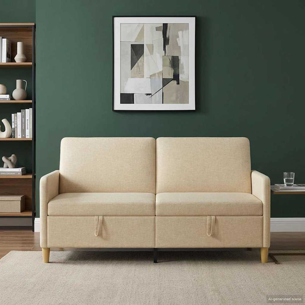 Tárolós Kanapé Krémszínű 172 x 78 x 87 cm Poliészter