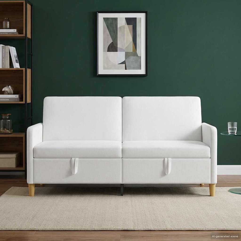 Tárolós Kanapé Fehér 172 x 78 x 87 cm Poliészter