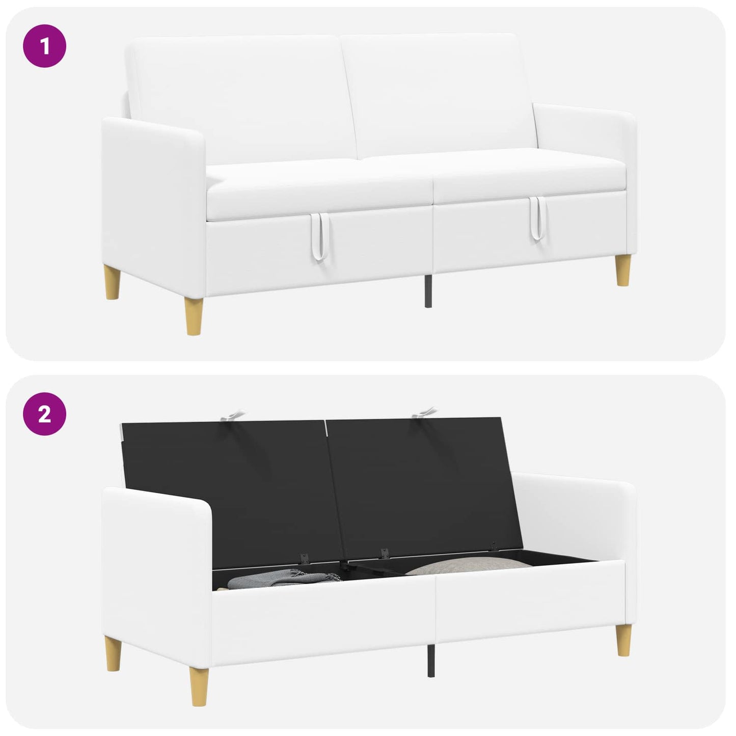 Tárolós Kanapé Fehér 172 x 78 x 87 cm Poliészter