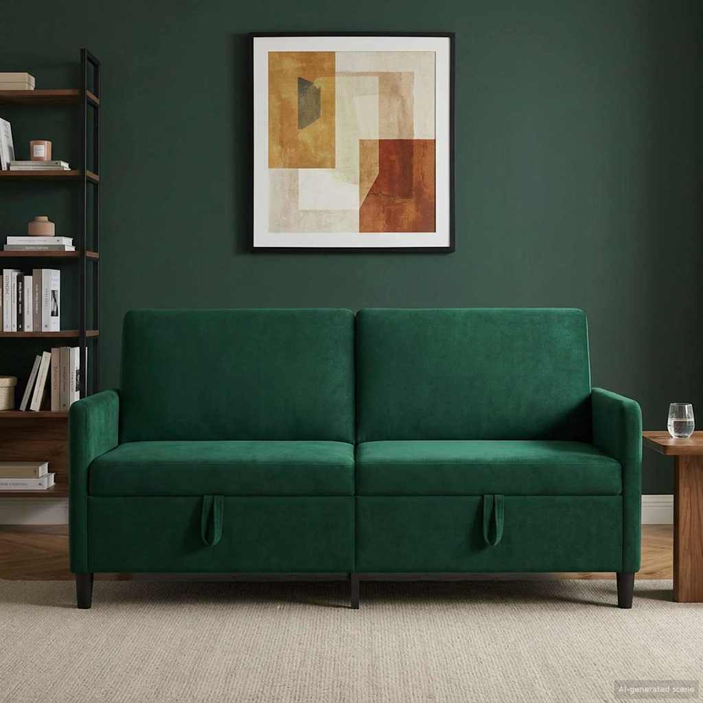 Tárolós Kanapé Sötétzöld 172 x 78 x 87 cm Poliészter