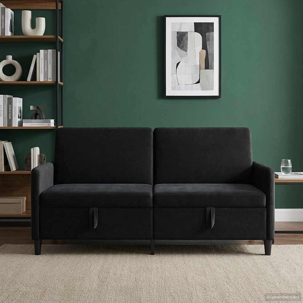 Tárolós Kanapé Fekete 172 x 78 x 87 cm Poliészter