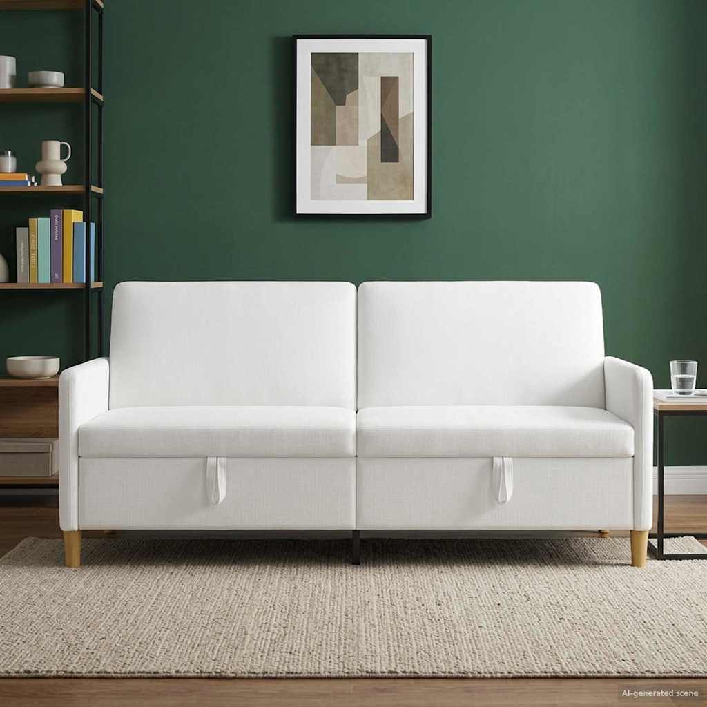 Tárolós Kanapé Fehér 192 x 78 x 87 cm Poliészter