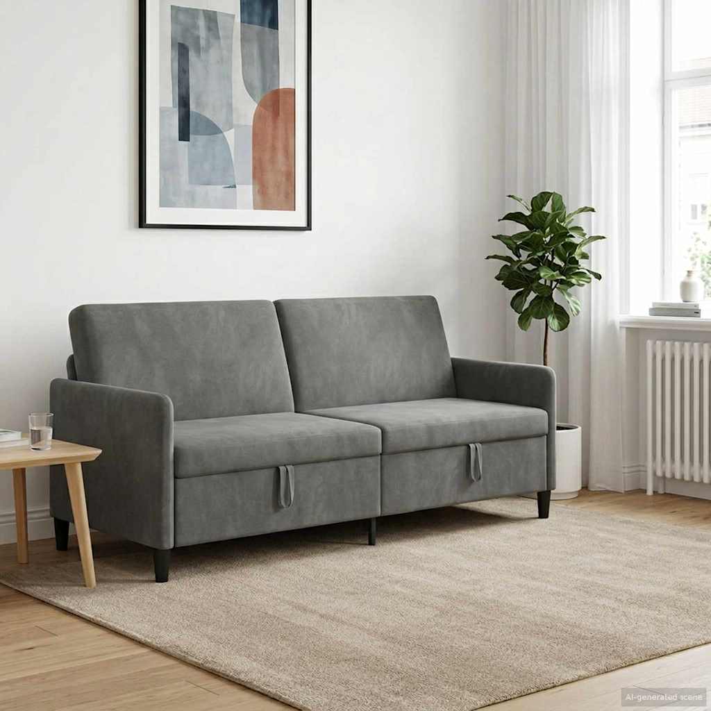 Tárolós Kanapé Sötétszürke 192 x 78 x 87 cm Poliészter