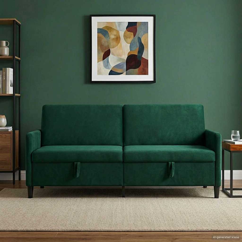 Tárolós Kanapé Sötétzöld 192 x 78 x 87 cm Poliészter