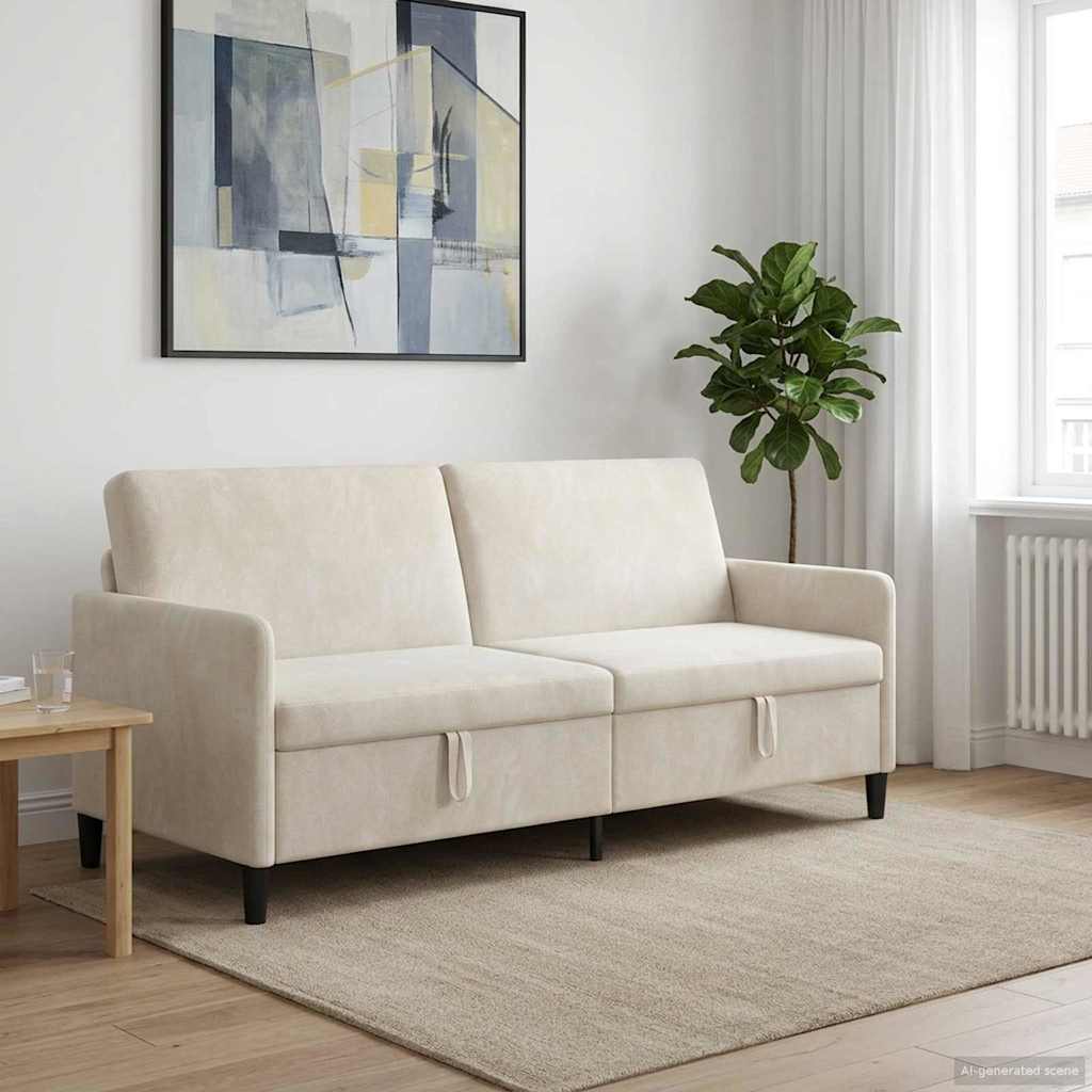 Tárolós Kanapé Krémszínű 192 x 78 x 87 cm Poliészter