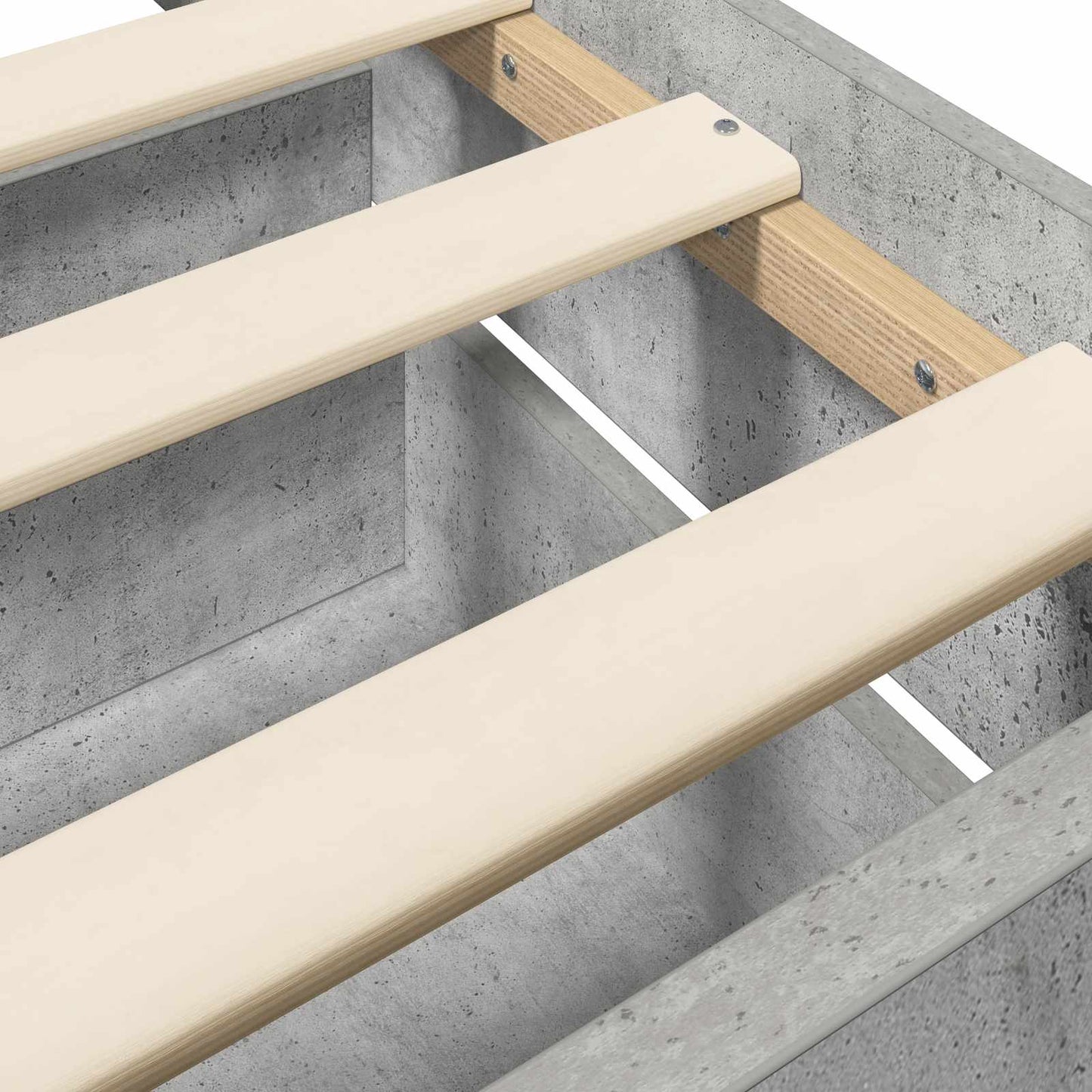 Ágykeret fiókkal fejtámlával tárolóval Betonszürke Szerelt Fa