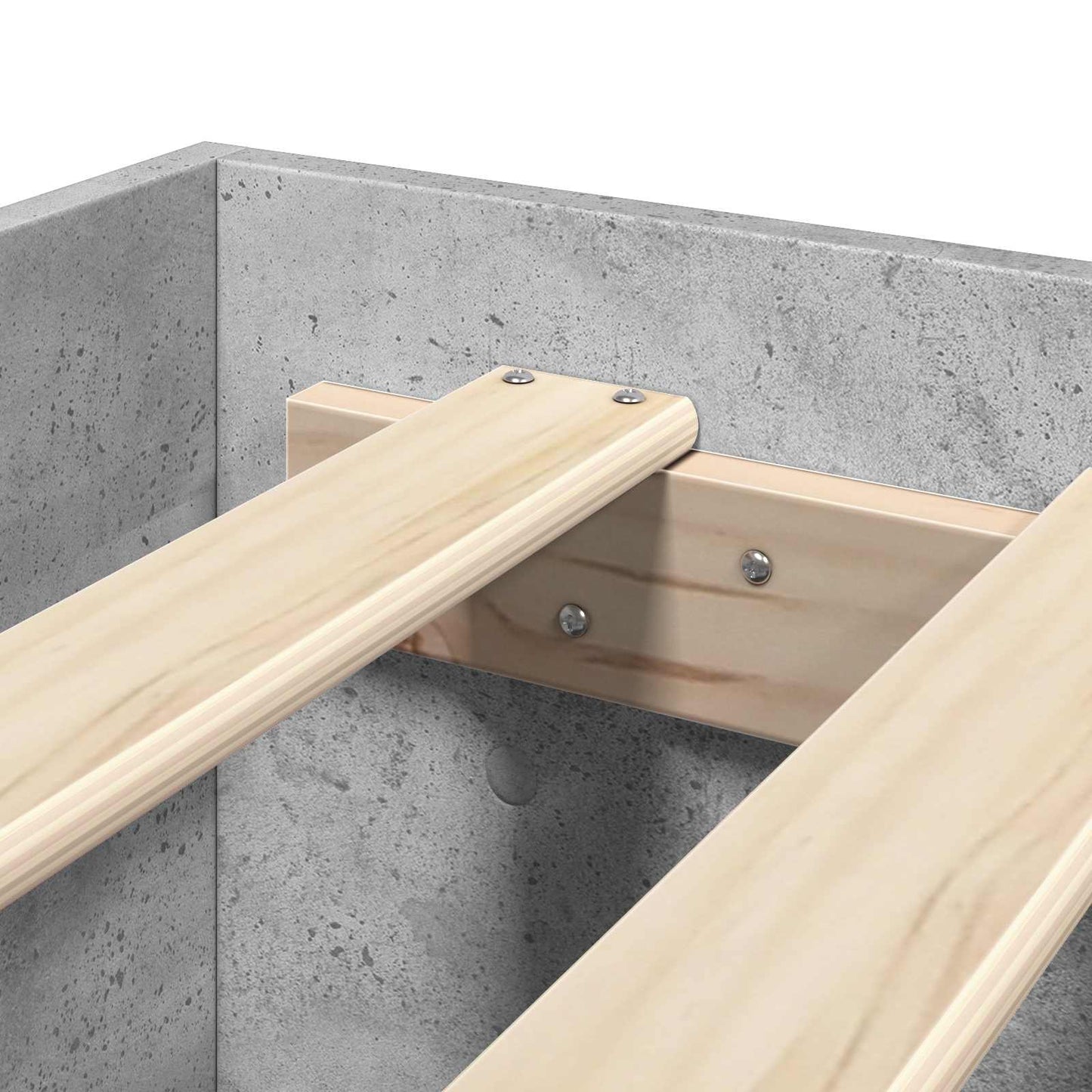 Ágykeret fiókkal fejtámlával 2 db Betonszürke Szerelt Fa