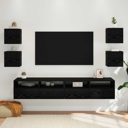 Fali TV Szekrény 4 pcs Fekete Tölgy 30,5 x 30 x 30 cm