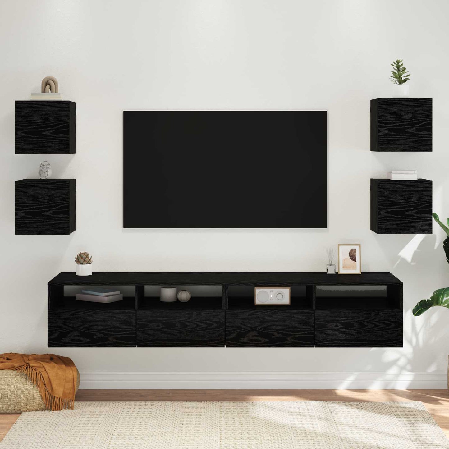 Fali TV Szekrény 4 pcs Fekete Tölgy 30,5 x 30 x 30 cm