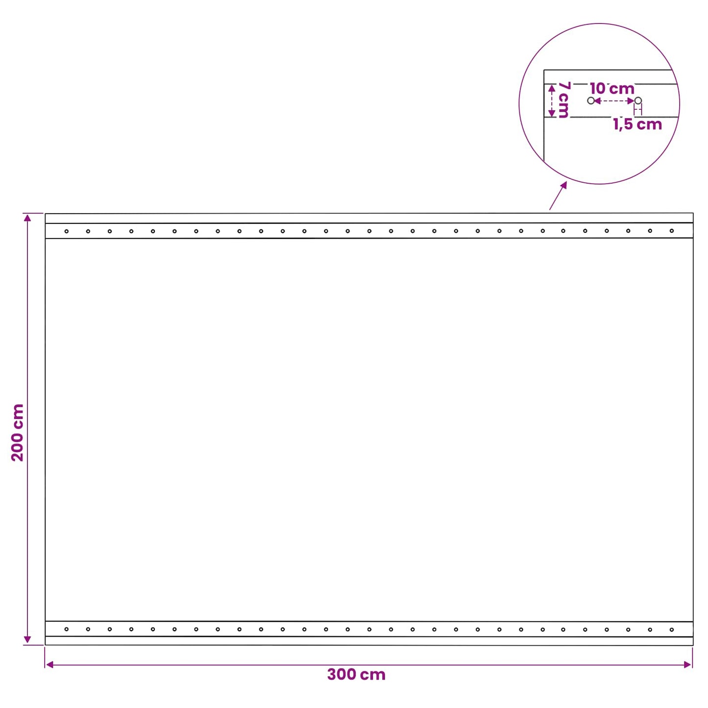 Ponyva fémfülekkel Zöld 2 x 3 m 260 gsm PE