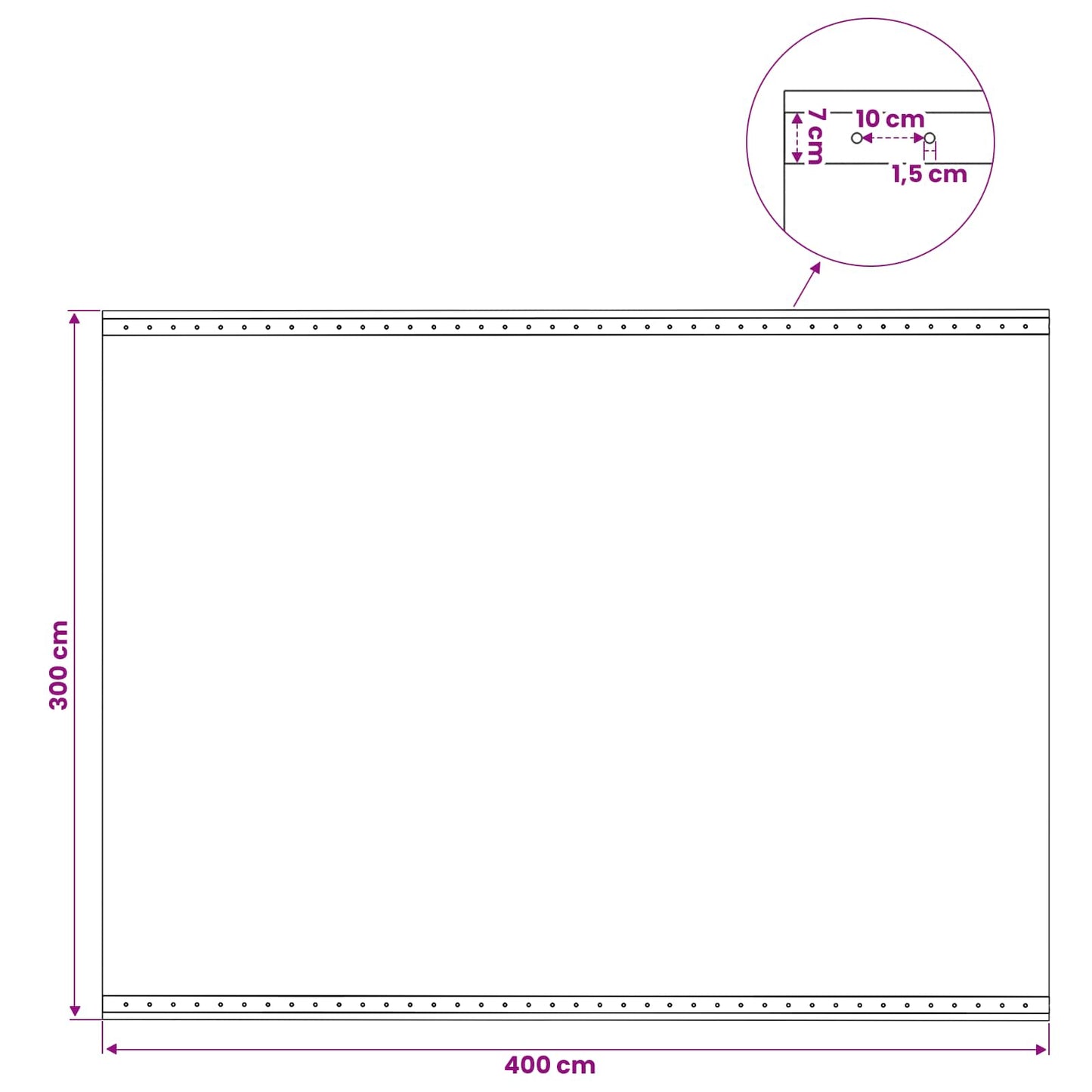 Ponyva fémfülekkel Zöld 3 x 4 m 260 gsm PE
