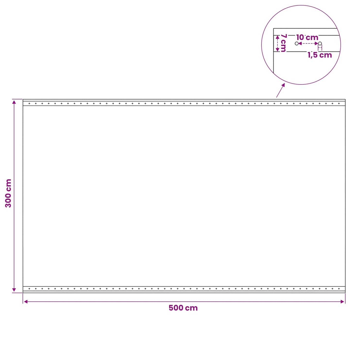 Ponyva fémfülekkel Zöld 3 x 5 m 260 gsm PE