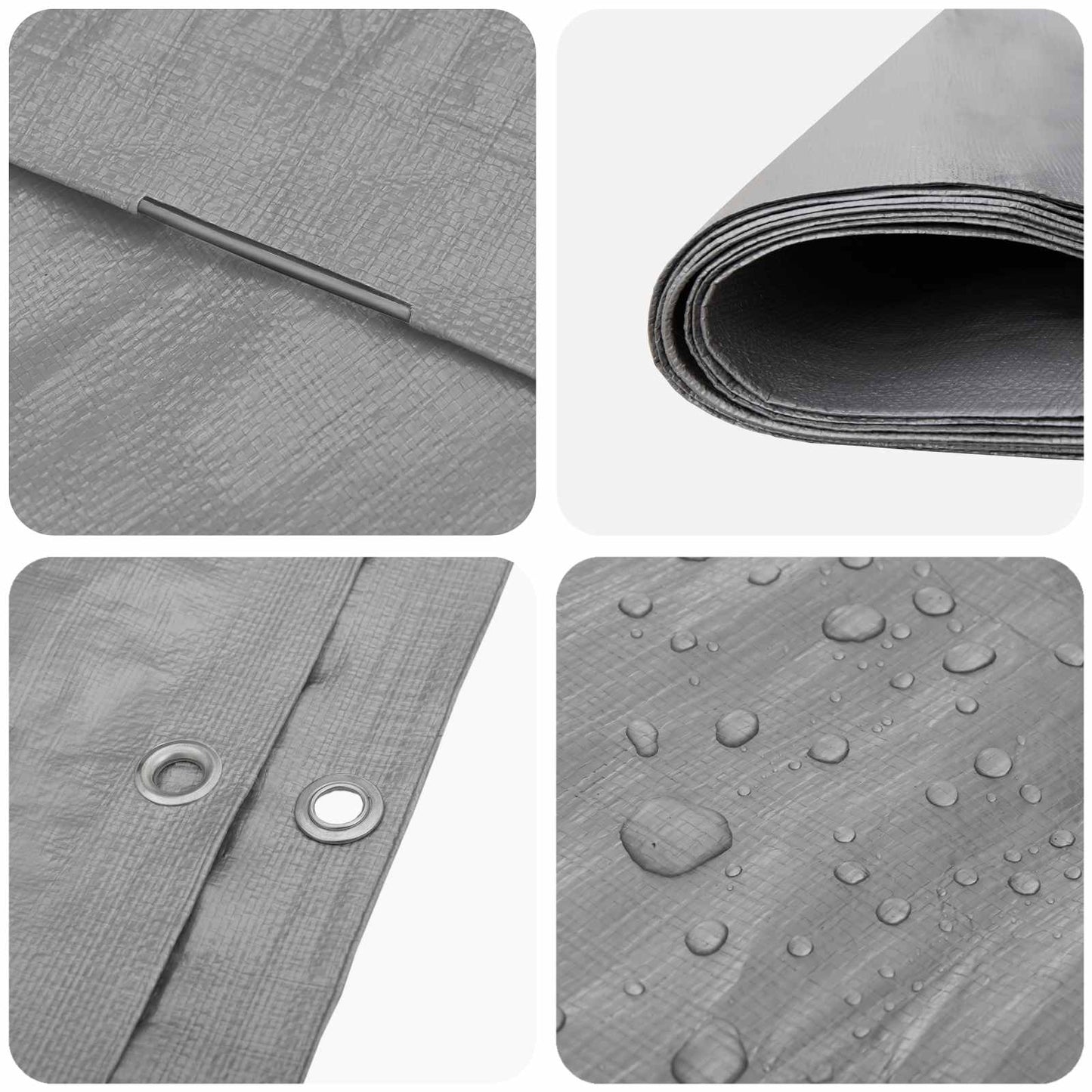 Ponyva fémfülekkel Világosszürke 3 x 3 m 180 gsm PE