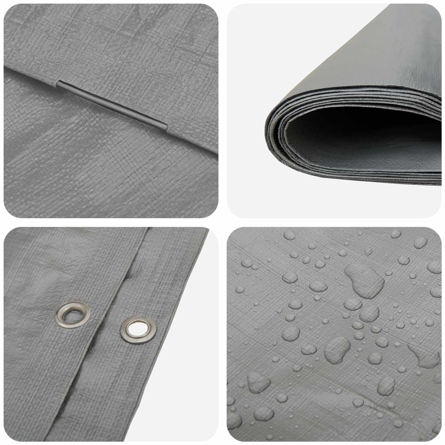 Ponyva fémfülekkel Világosszürke 3 x 4 m 260 gsm PE
