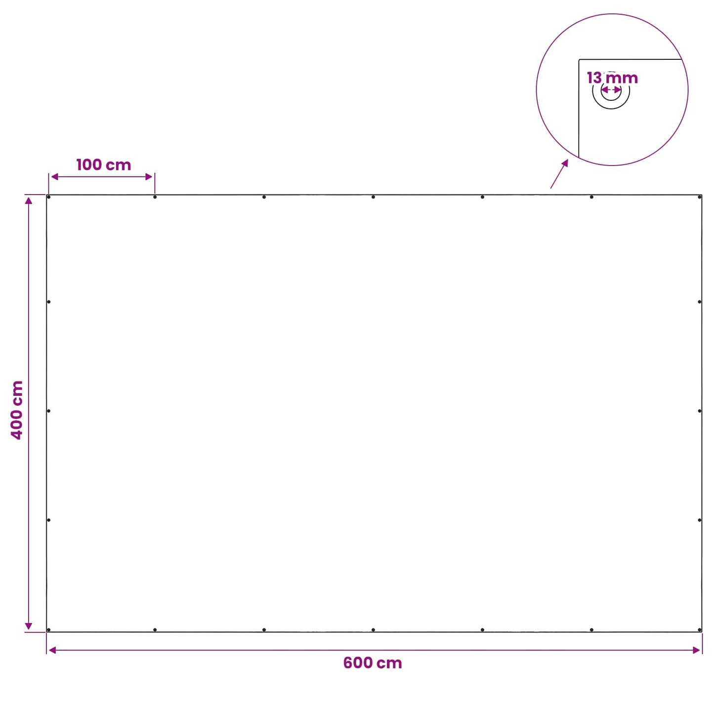 Ponyva fémfülekkel Zöld 4 x 6 m 260 gsm PE