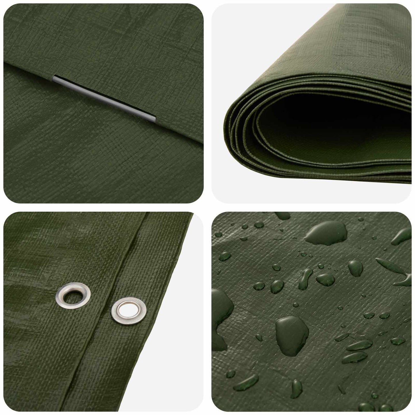 Ponyva fémfülekkel Zöld 6 x 12 m 260 gsm PE