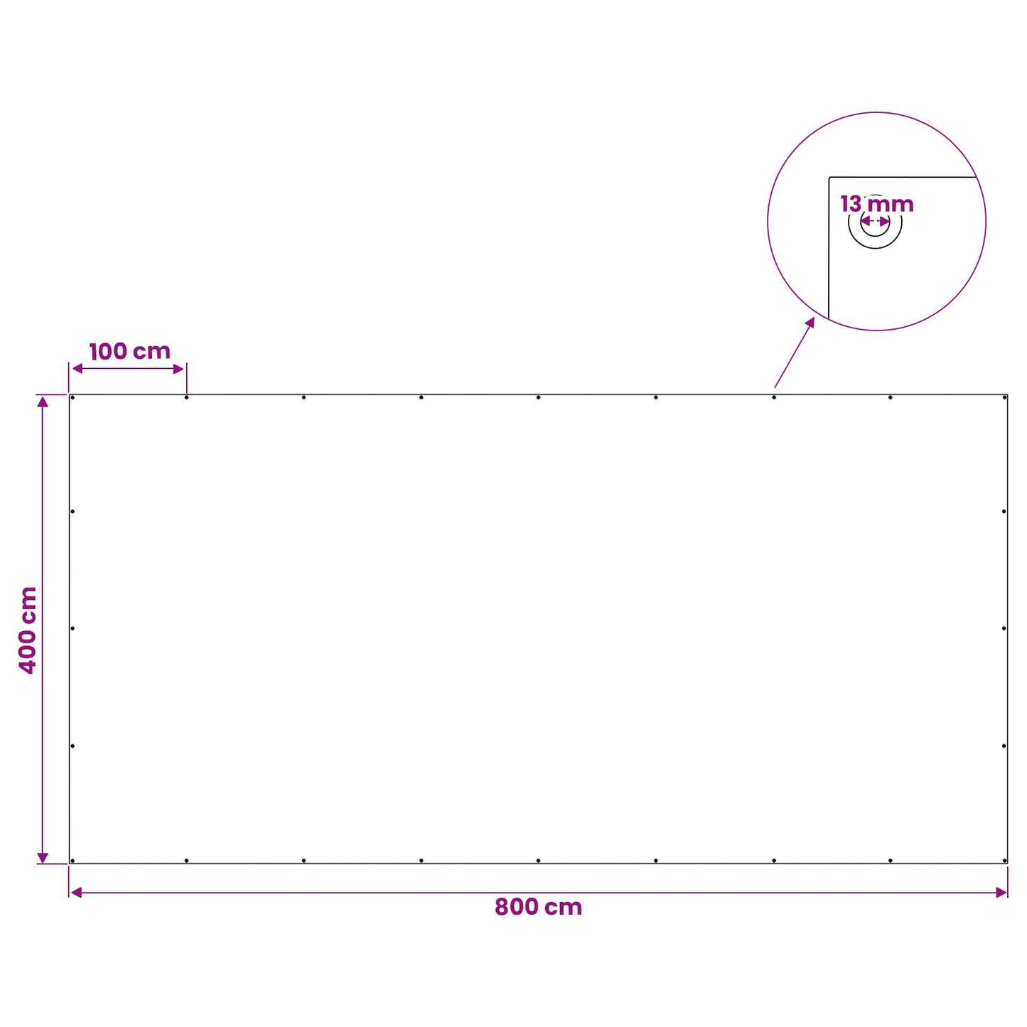 Ponyva fémfülekkel Fehér 4 x 8 m 260 gsm PE