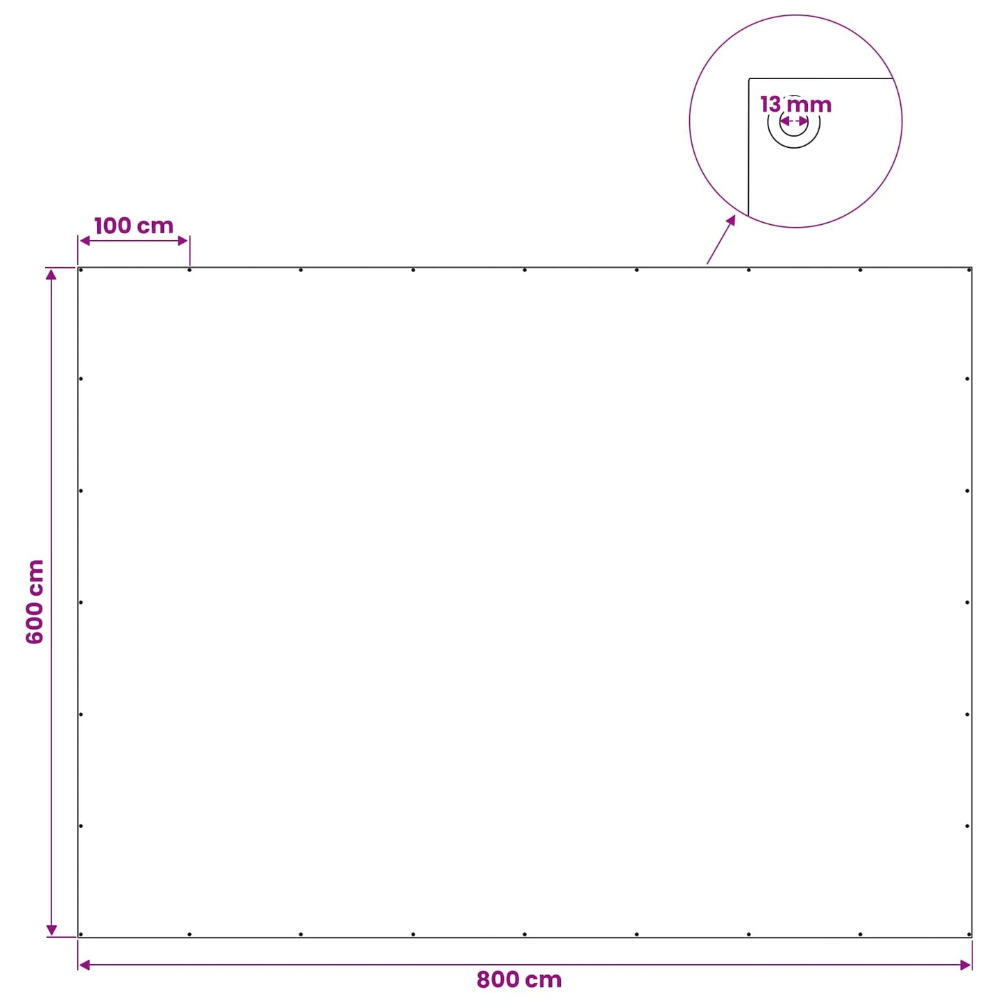 Ponyva fémfülekkel Antracit szürke 6 x 8 m 90 gsm PE