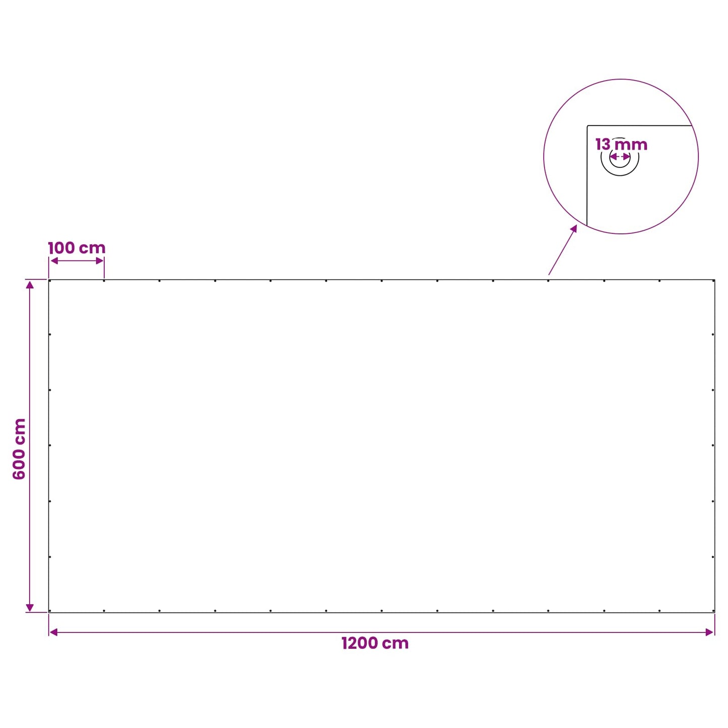 Ponyva fémfülekkel Kék 6 x 12 m 180 gsm PE