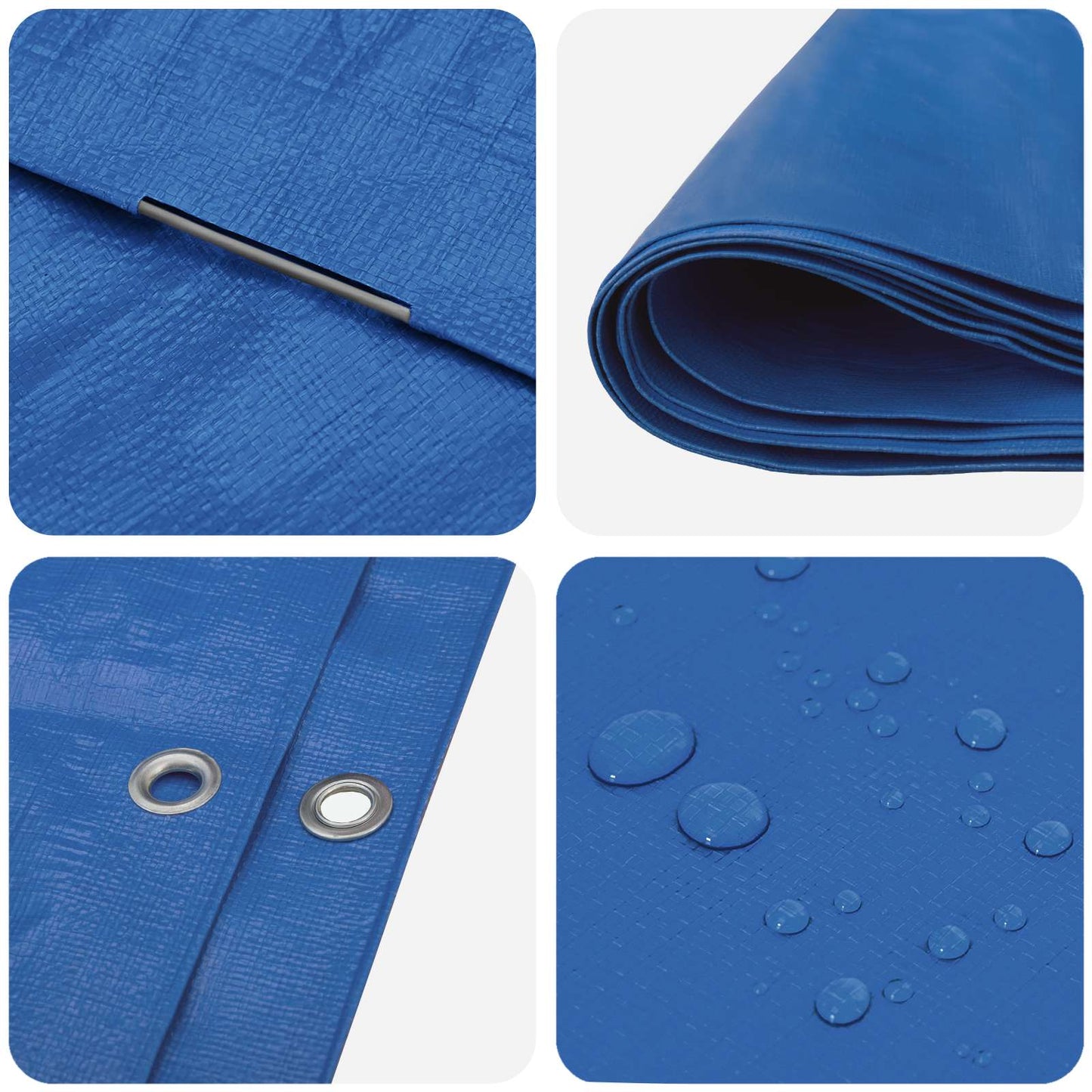 Ponyva fémfülekkel Kék 6 x 10 m 260 gsm PE