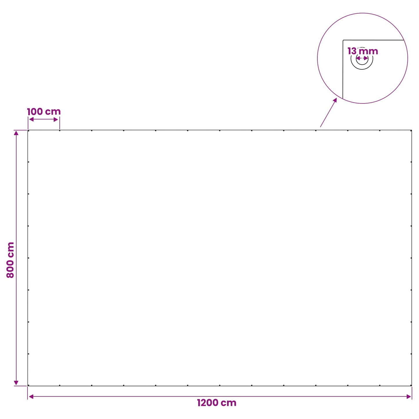 Ponyva fémfülekkel Kék 8 x 12 m 260 gsm PE