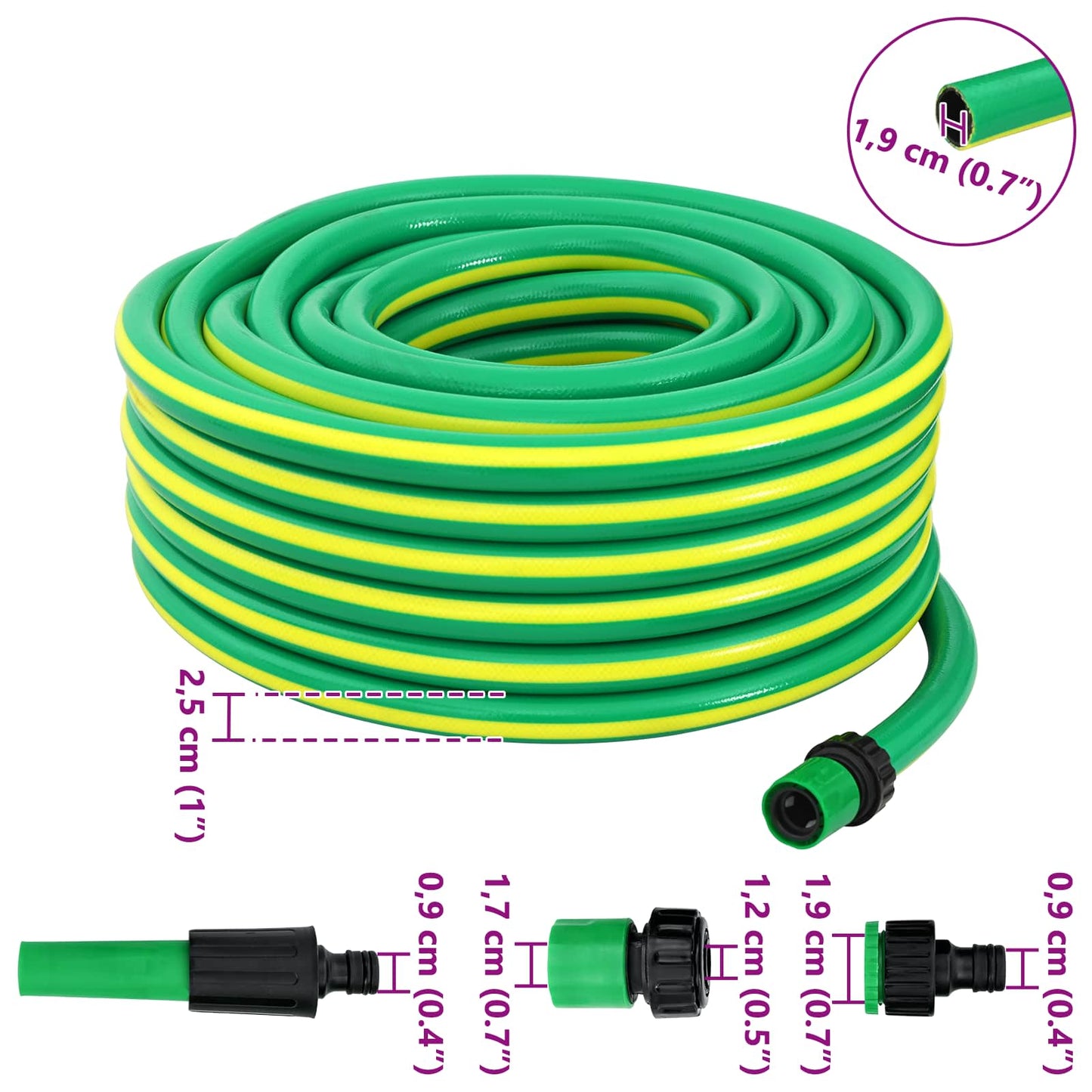 Kerticső 5-Lépcsős Zöld és Sárga 3 / 4'' 30 m PVC