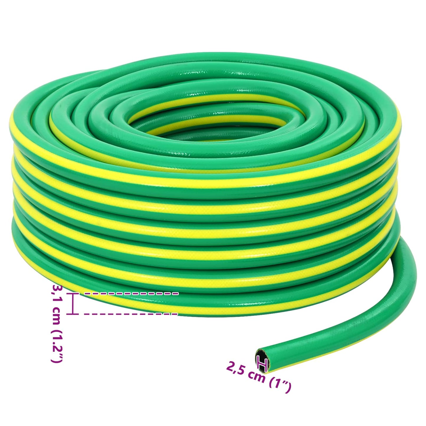 Kerticső 5-Lépcsős Zöld és Sárga 1" 50 m PVC