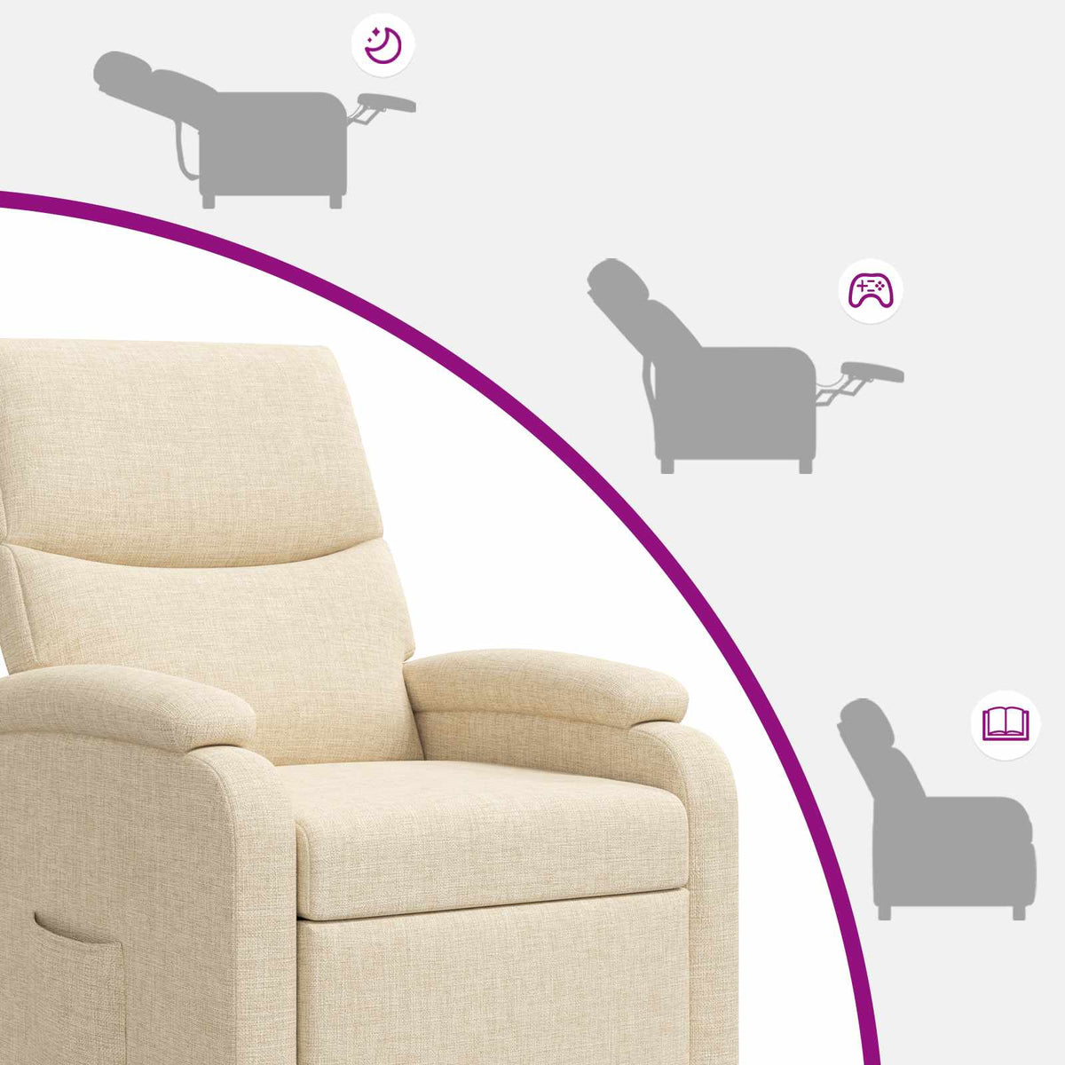Masszázs Fotel Krémszínű Szövet