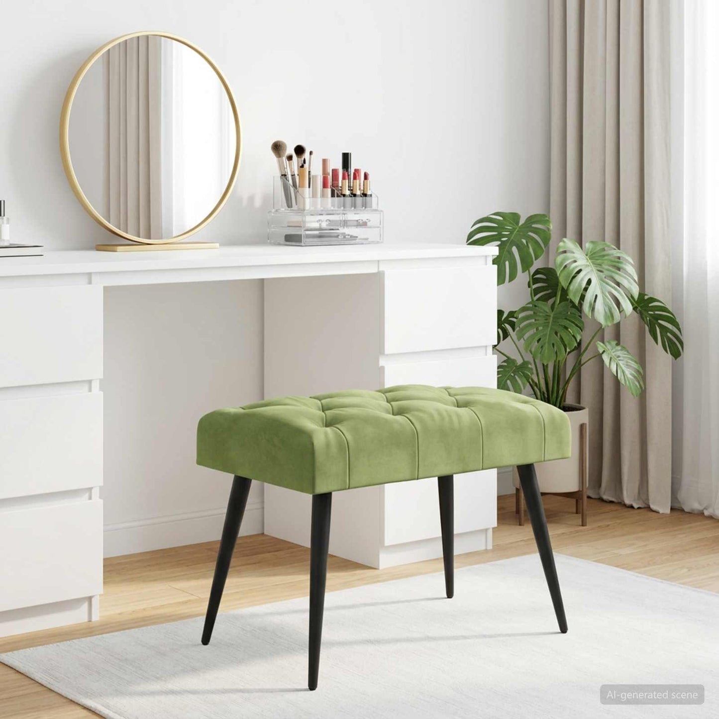 Gombos varrású pad Világos zöld 60 x 40 x 45 cm Bársony