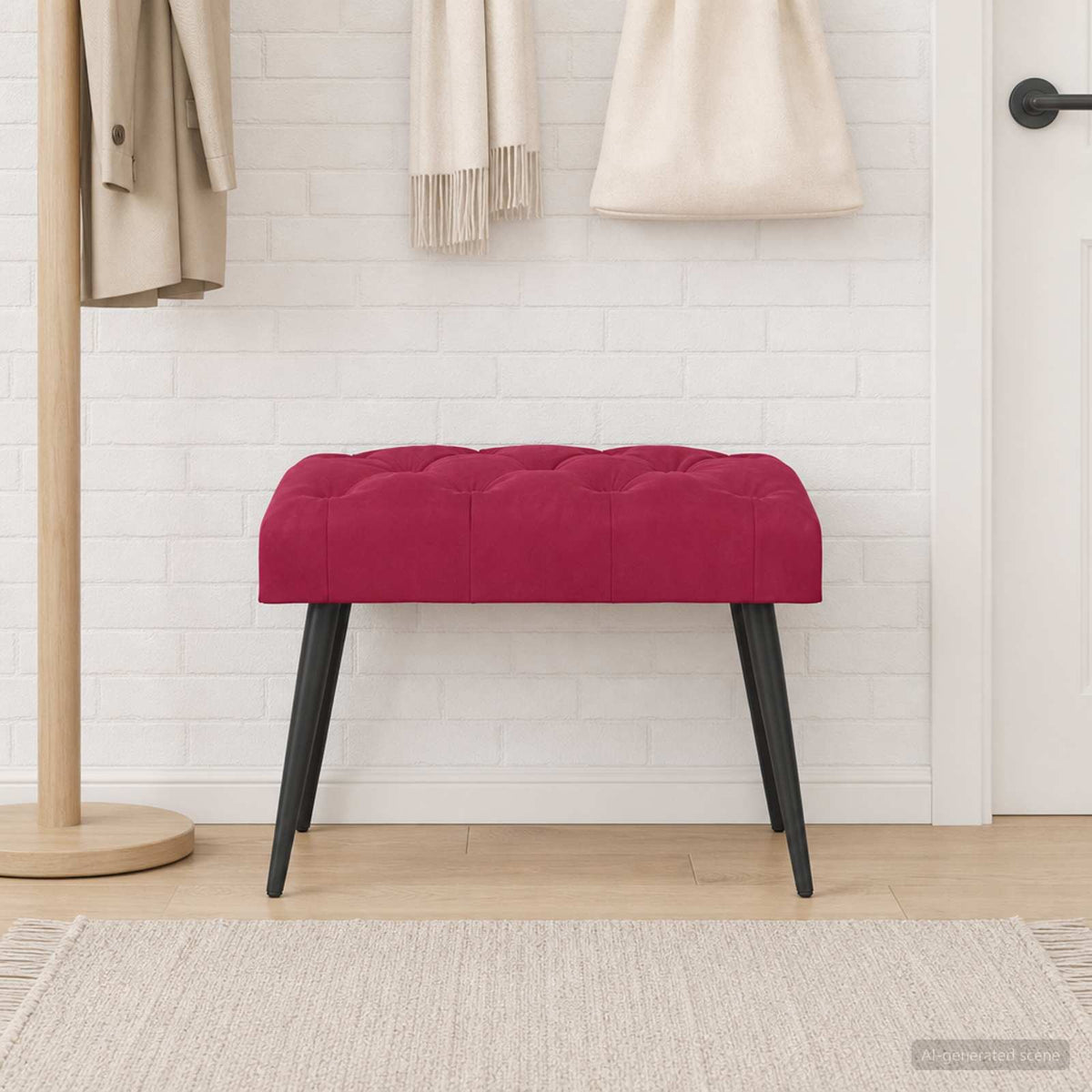 Gombos varrású pad Bordó 60 x 40 x 45 cm Bársony