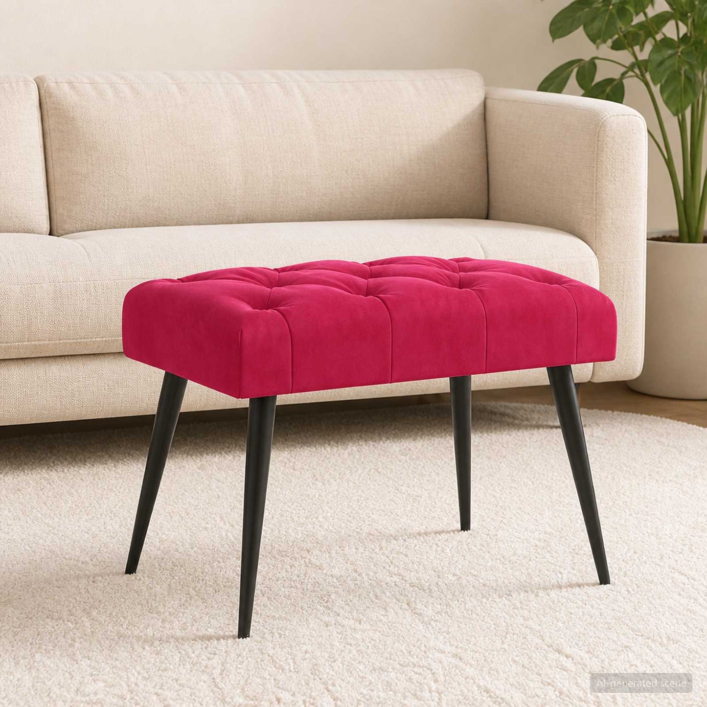 Gombos varrású pad Bordó 60 x 40 x 45 cm Bársony
