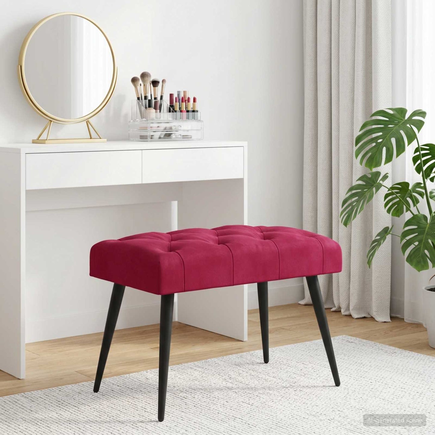 Gombos varrású pad Bordó 60 x 40 x 45 cm Bársony