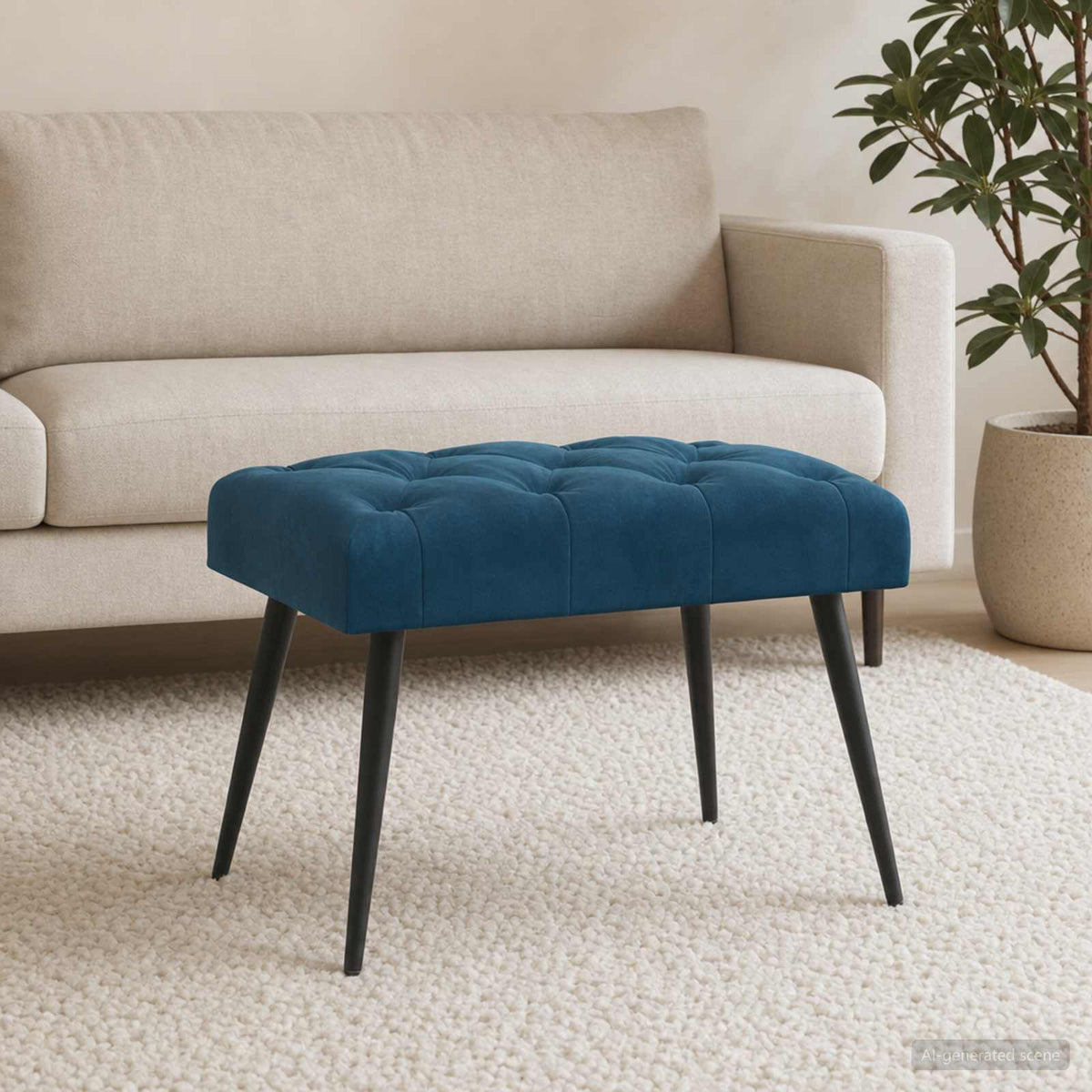 Gombos varrású pad Kék 60 x 40 x 45 cm Bársony