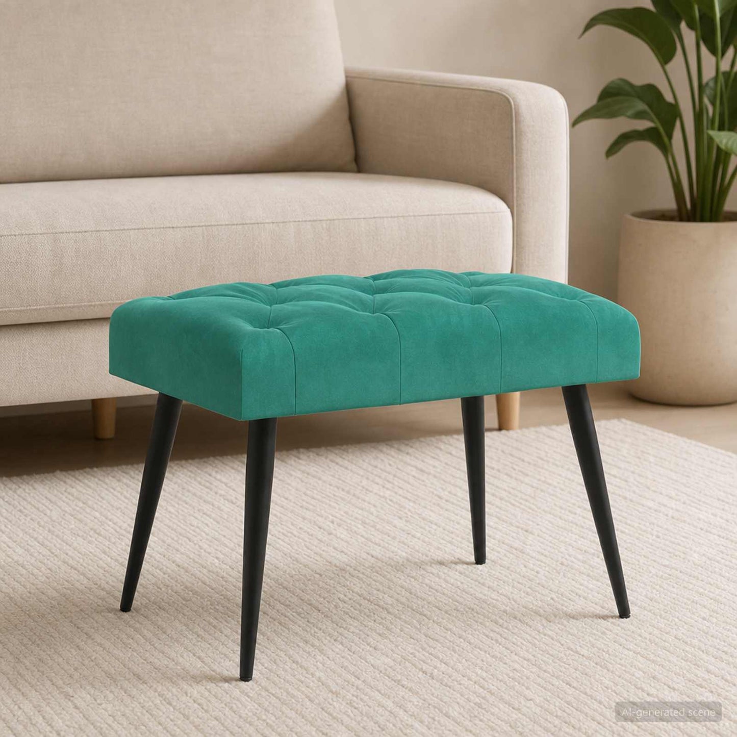 Gombos varrású pad Türkiz 60 x 40 x 45 cm Bársony