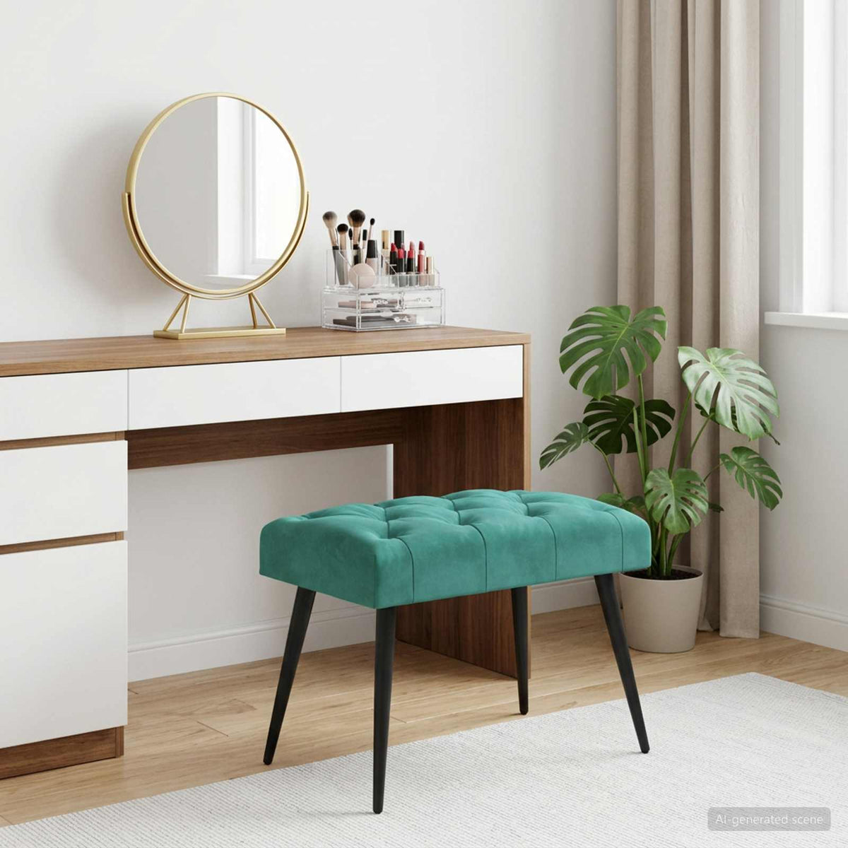 Gombos varrású pad Türkiz 60 x 40 x 45 cm Bársony