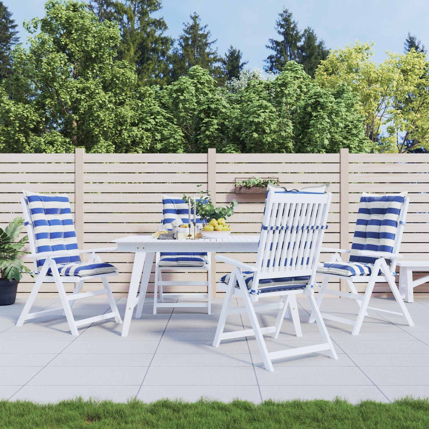 Kültéri párna 4 pcs Kék és Fehér 120 x 50 x 7 cm Szövet