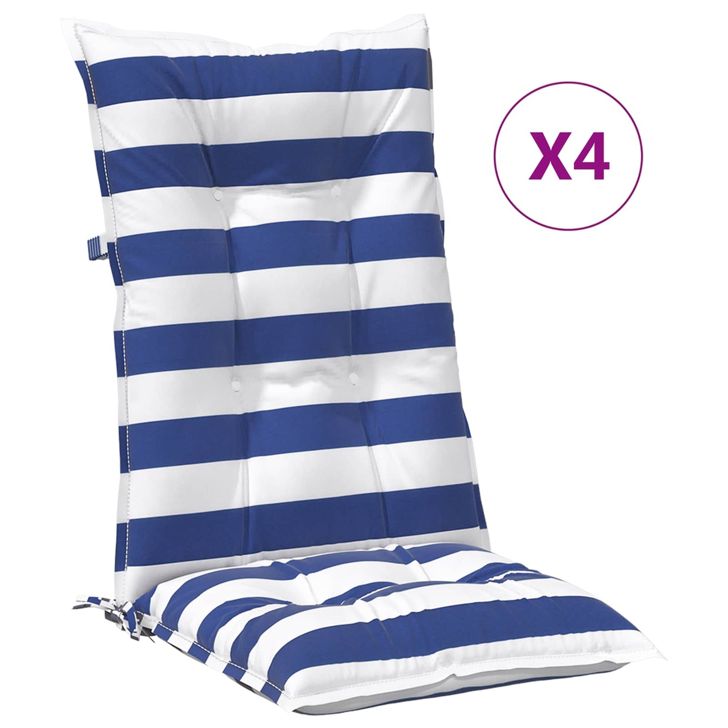 Kültéri párna 4 pcs Kék és Fehér 120 x 50 x 7 cm Szövet