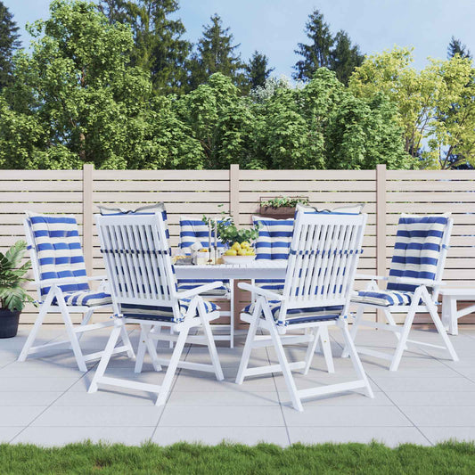 Kültéri párna 6 pcs Kék és Fehér 120 x 50 x 7 cm Szövet