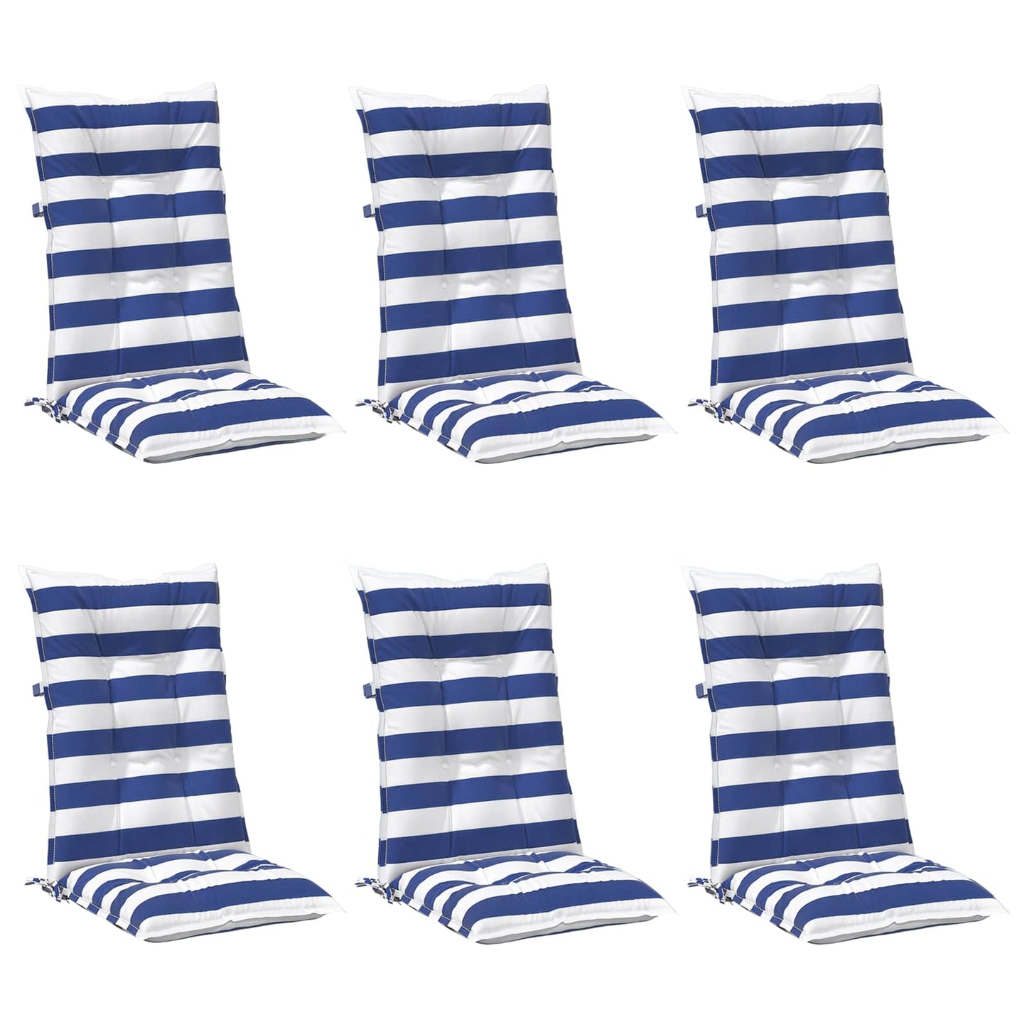 Kültéri párna 6 pcs Kék és Fehér 120 x 50 x 7 cm Szövet