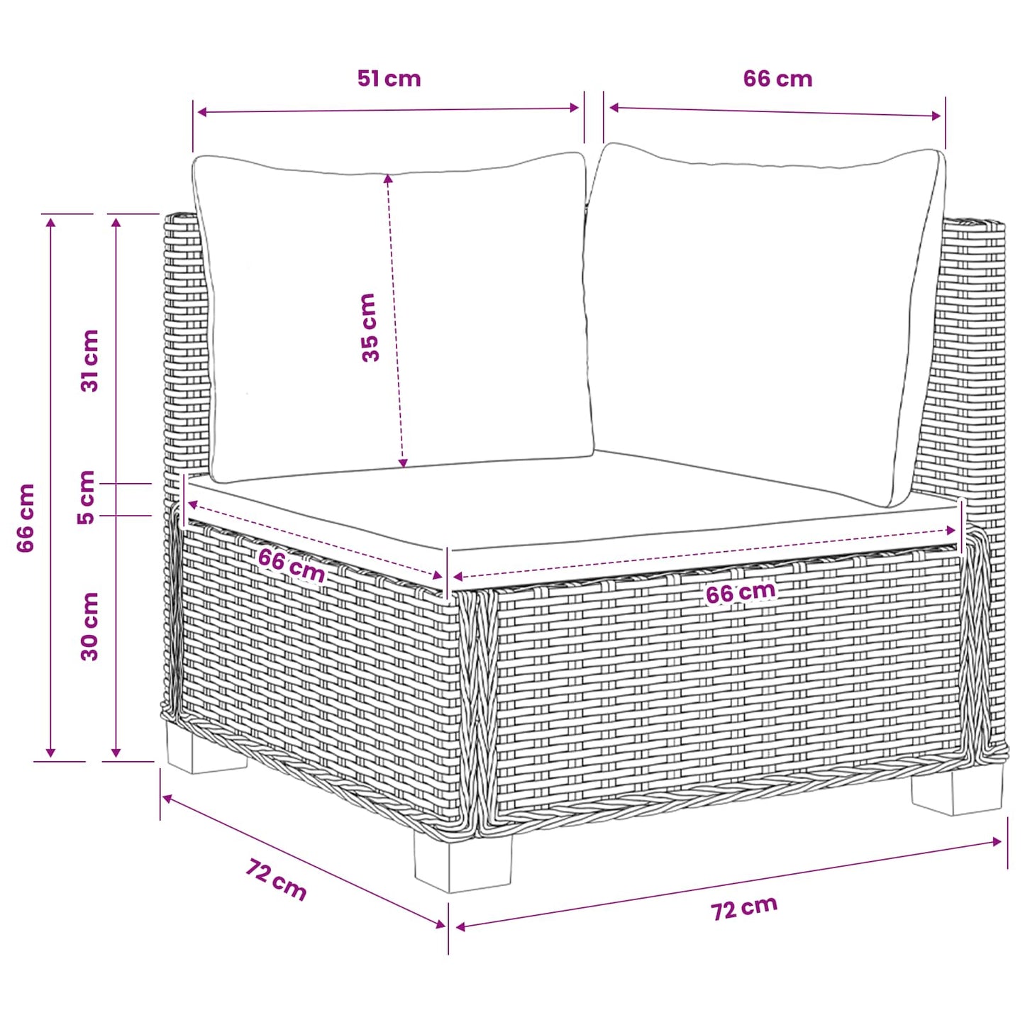 2 db Rattan Kerti Bútor Készlet Párnákkal GENDT Kubu Szürke