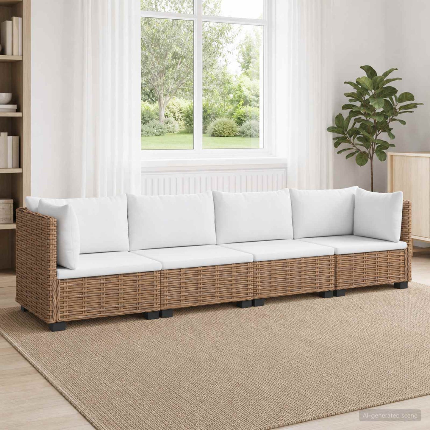 4 db Rattan társalgó szett párnákkal GENDT Természetes Rátta