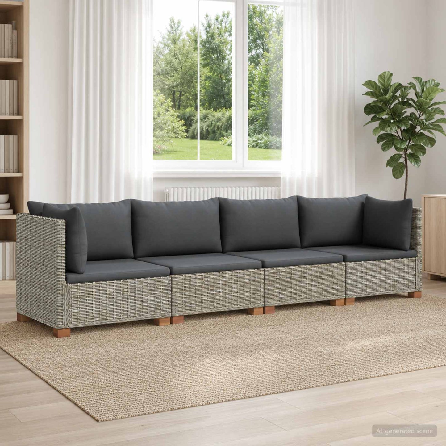 4 db Rattan társalgó szett párnákkal GENDT Természetes Rátta