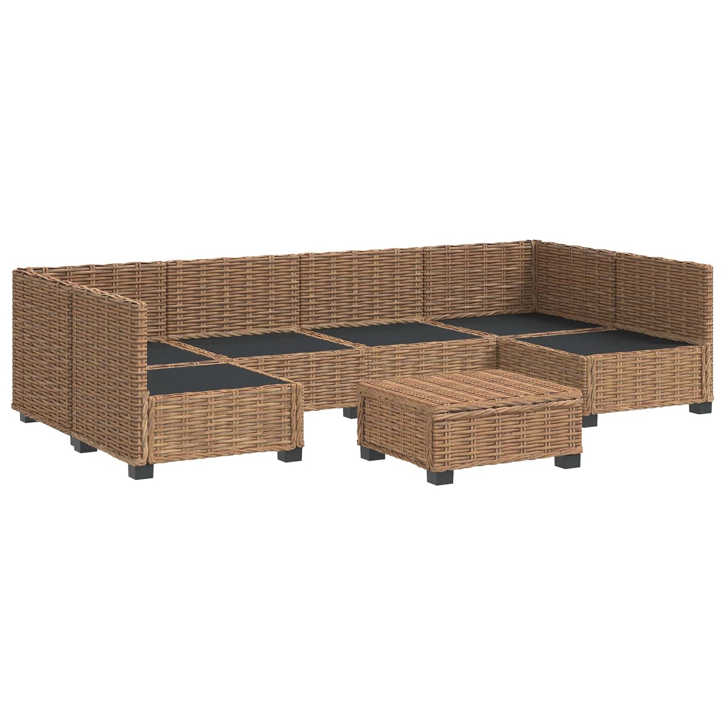 7 db Rattan Lounge Szett Párnákkal GENDT Természetes Rátta