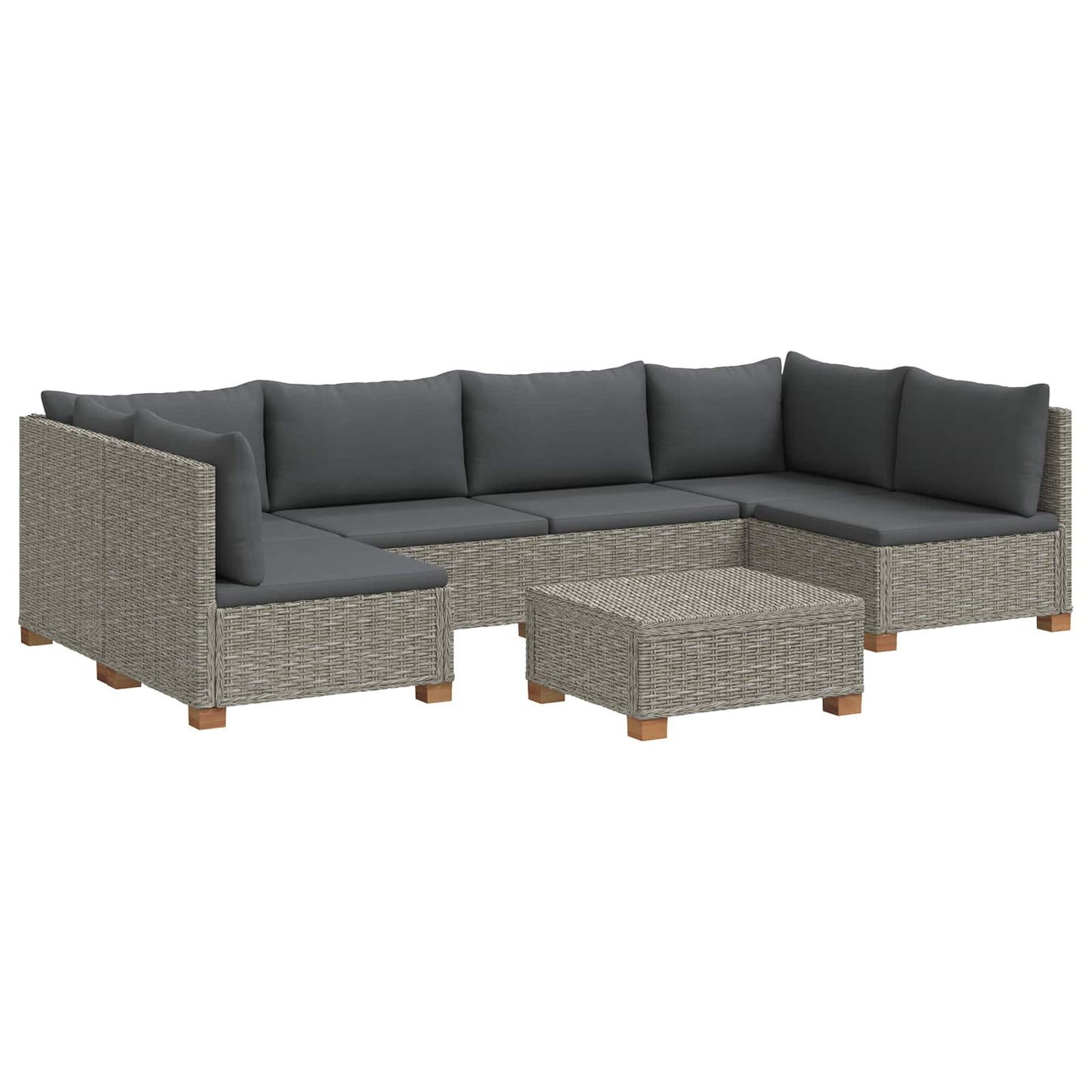 7 db Rattan Lounge Szett Párnákkal GENDT Természetes Rátta