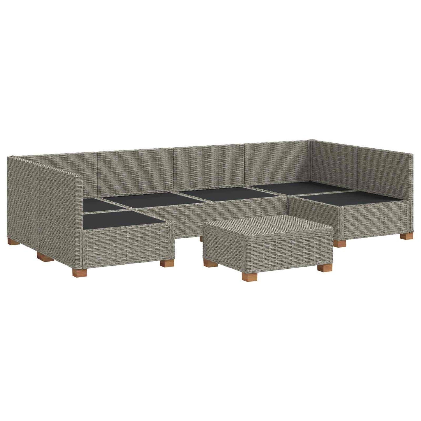 7 db Rattan Lounge Szett Párnákkal GENDT Természetes Rátta